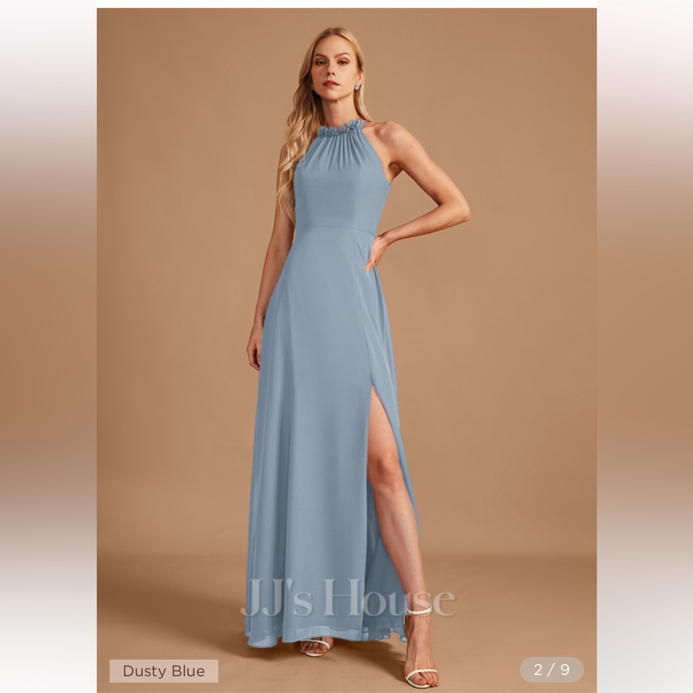 A-line High Neck Floor-Length Chiffon